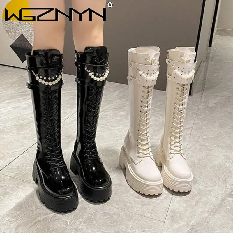 Knee High Boots Women - Inverno de couro quente botas de