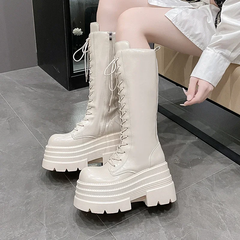 Knee High Boots Women - 10cm novas botas longas romanas femininas