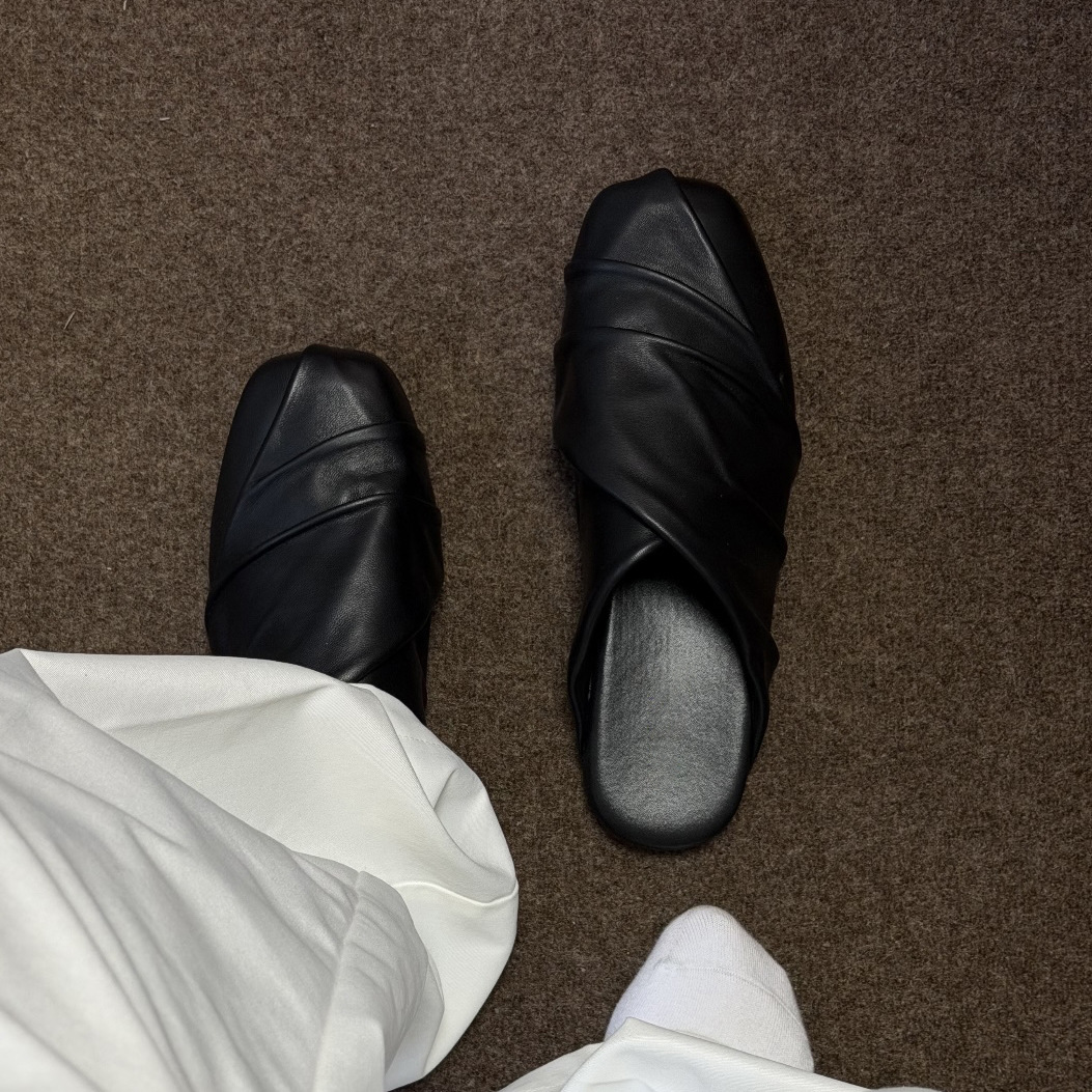 Sapatos de couro vintage preto - Mule Slip On avaliação e preço