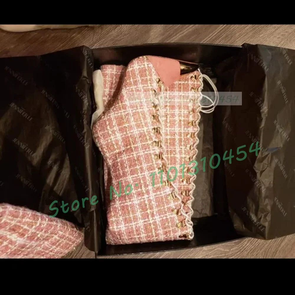 Botas altas ocas xadrez rosa p - Sock Boot Women avaliação e preço