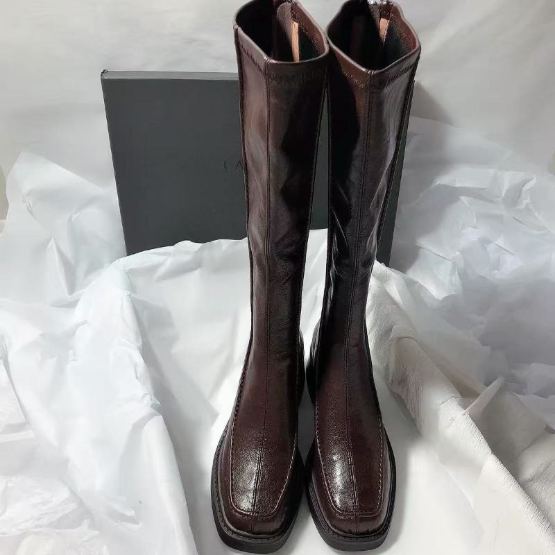 Bota Longa de Bico Redondo e S - Knee High Boots Women avaliação e preço