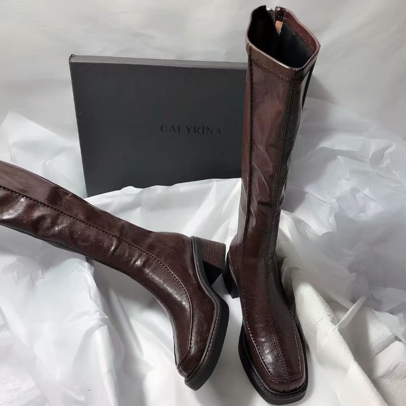 Bota Longa de Bico Redondo e S - Knee High Boots Women avaliação e preço