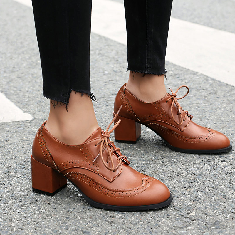 Mais tamanho 36-48 marrom pret - Oxford Lace Up Women avaliação e preço