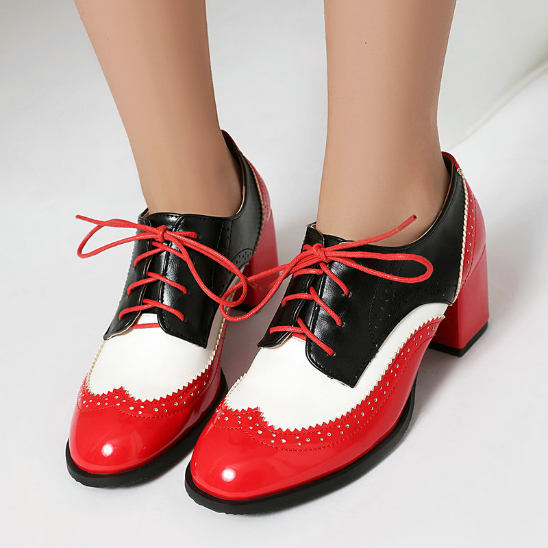 Mais tamanho 36-48 marrom pret - Oxford Lace Up Women avaliação e preço