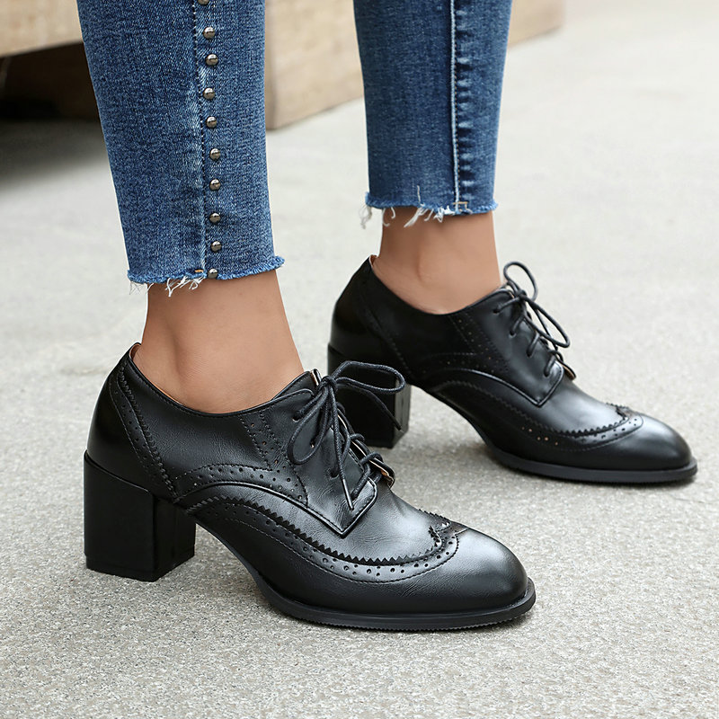 Mais tamanho 36-48 marrom pret - Oxford Lace Up Women avaliação e preço