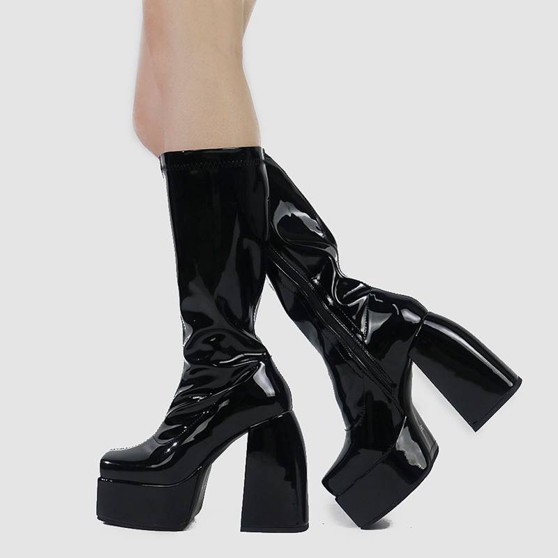 Botas elásticas de microfibra, - Knee High Boots Women avaliação e preço