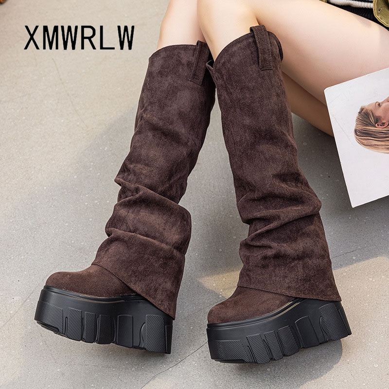 Xmwrlw 2025 outono inverno mul - Knee High Boots Women avaliação e preço