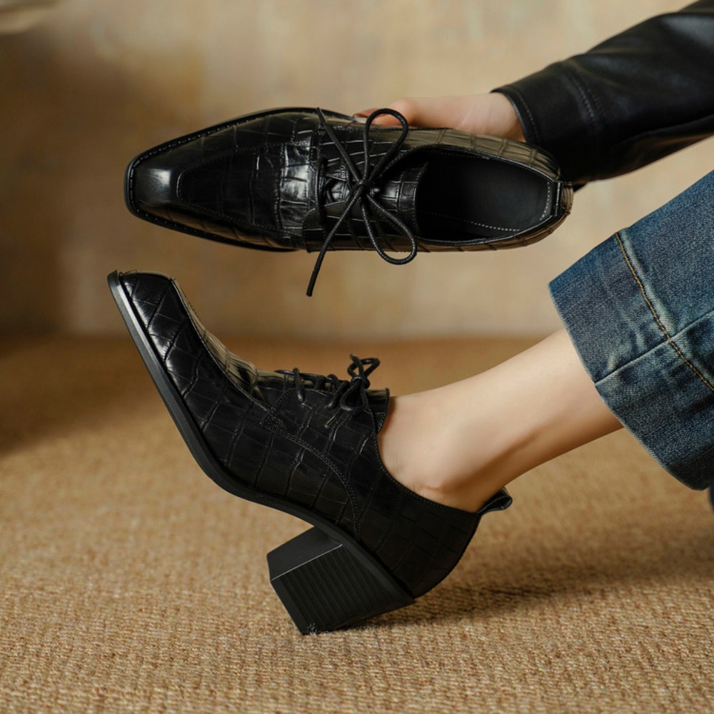 Sapatos Femininos de Couro Gen - Oxford Lace Up Women avaliação e preço