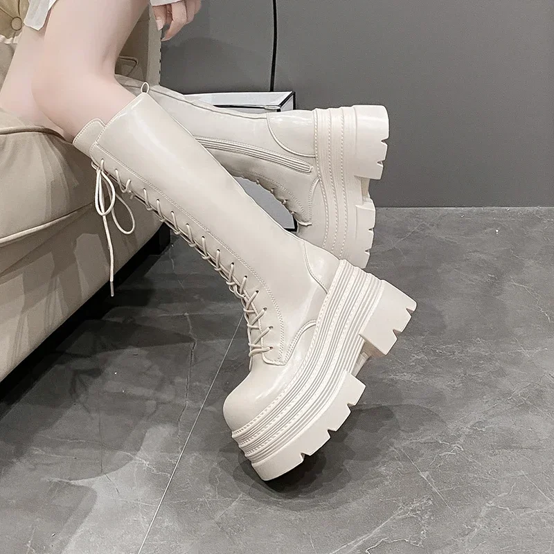 10cm novas botas longas romana - Knee High Boots Women avaliação e preço