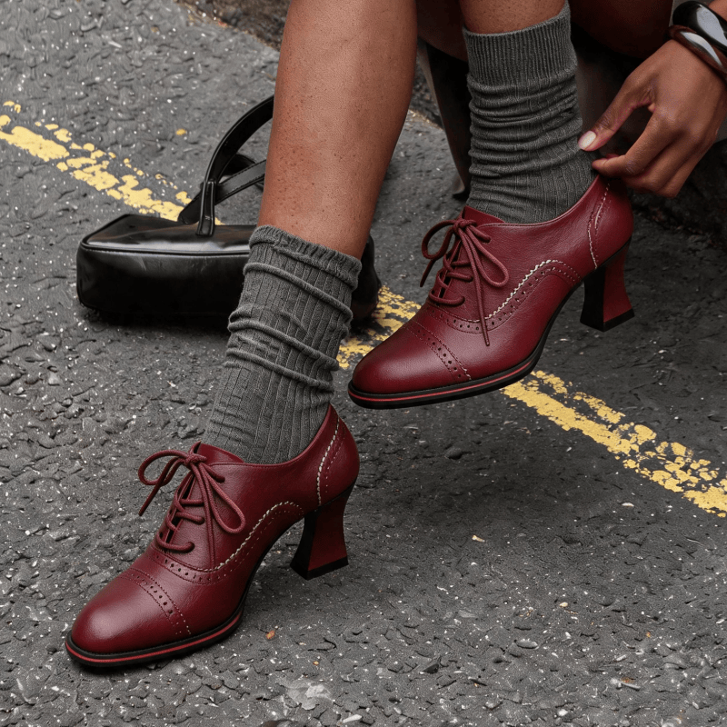 Sapatos Oxford femininos de co - Oxford Lace Up Women avaliação e preço